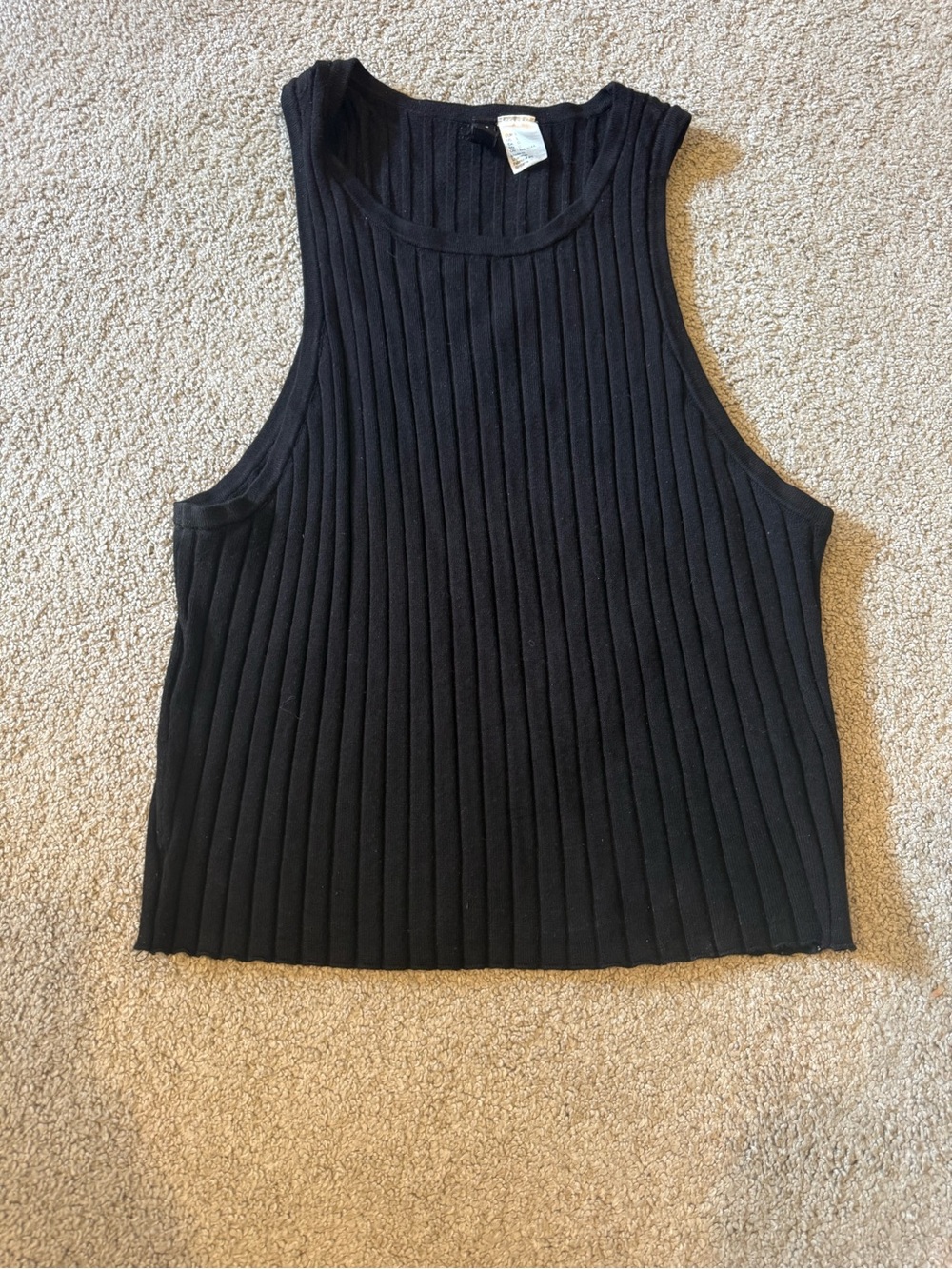 H&M Women’s Black Ribbed sweater knit Tank Top